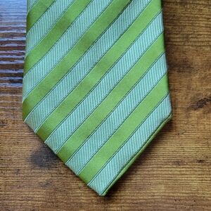 Countess Mara Tie 100% Silk Green Stripe Men's Tie